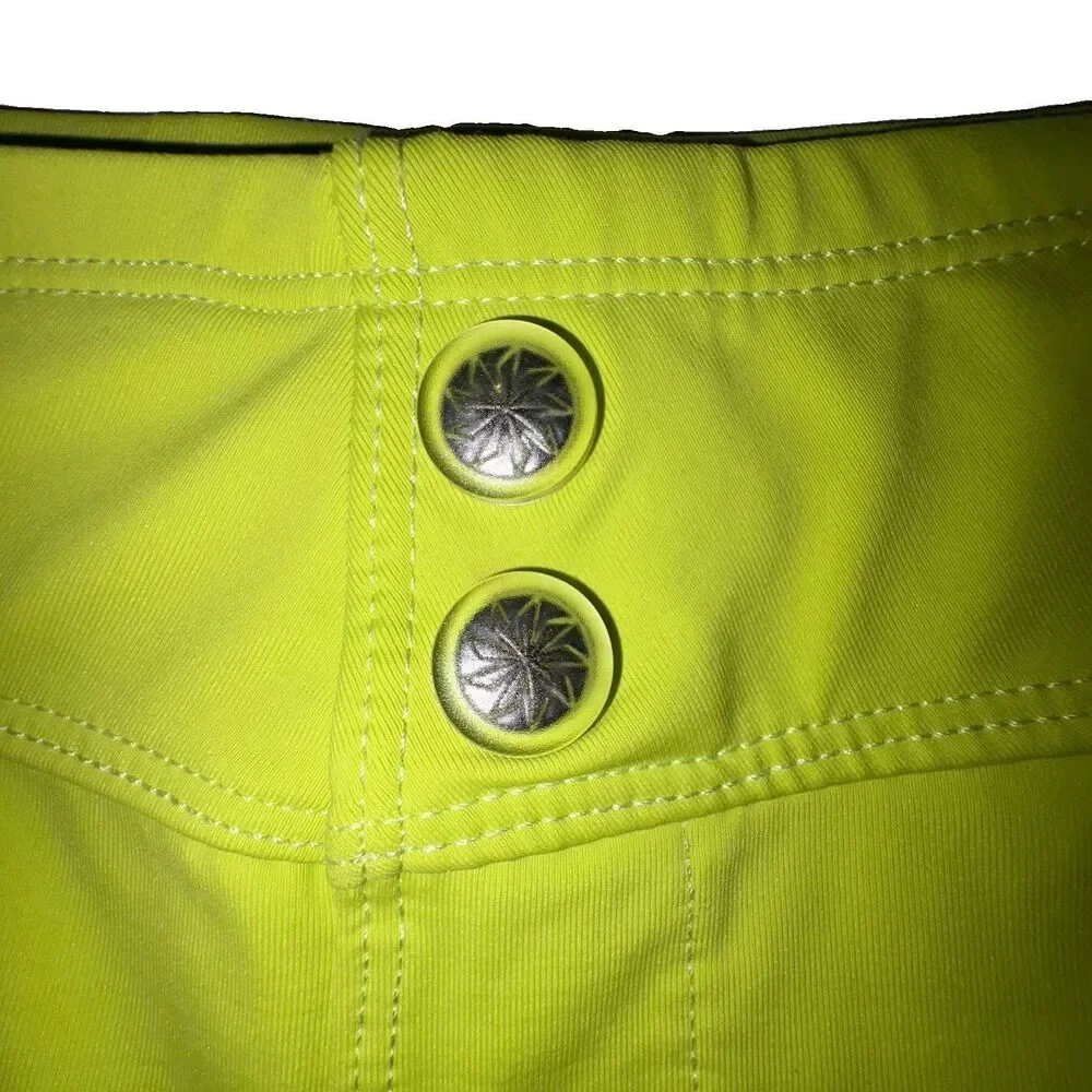 Athleta Neon Green Vital Swim Board Shorts Front Button Detail Size Medium